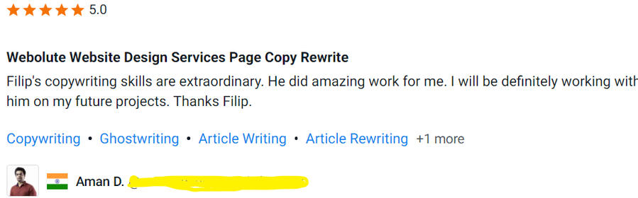 Aman Dhanda's Review Of Filip's Work